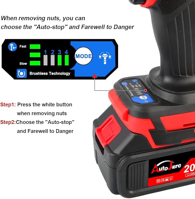 Cordless Impact Wrench Kit 1/2 inch,Electric Powerful Brushless Motor 20V Max Rechargeable Lithium-Ion Battery with Charger 6pcs Sockets Cordless Wrench Kit