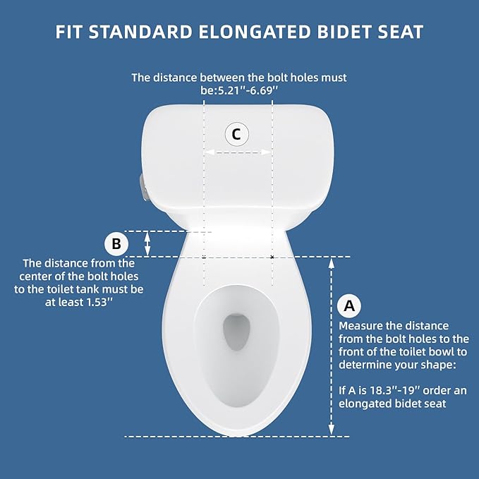 Bidet Toilet Seat, Soft Close Elongated Toilet Seat, Button control Feminine/Posterior Wash Switch, Knob Control Water Pressure,White Bidet Seat Attachment with Brass inlet