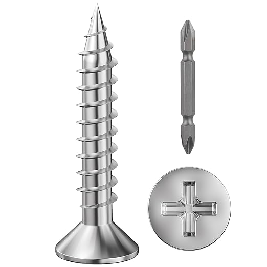 (300Pcs) #8x1 Wood Screw Quick Metal Self Tapping Flat Head 304 Stainless Steel