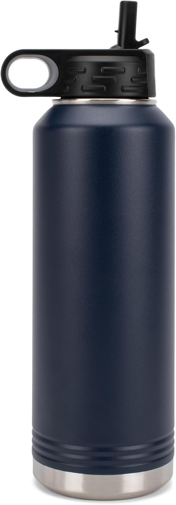 Elanze Designs Dog Dad Pawprint Navy Blue 32 ounce Stainless Steel Water Bottle With Straw