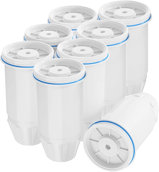 Upgraded Water Filter Replacement for Zero Pitcher and Dispenser ZR-001 ZR-004 ZD-013 ZS-008, 6 Stage Filtration System for Remove Lead, Chlorine, Fluoride, PFOA and PFOS Contaminants,TDS,8 pack