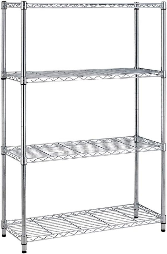 BestOffice | 4-Tier Wire Storage Shelves | 36x14x54 | Chrome | with Adjustable Racks | Heavy-Duty Metal Shelf, Holds Upto 1000 lbs | No-Tool Assembly | Ideal for Home & Garage Shelving