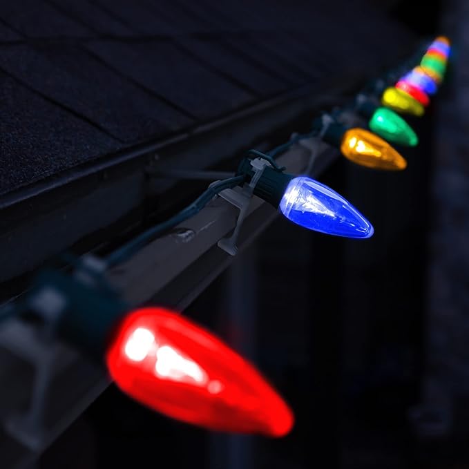 Holiday Lighting Outlet Smooth C9 Christmas Lights | Blue LED Bulbs for Indoor & Outdoor Christmas Decor | Set of 25