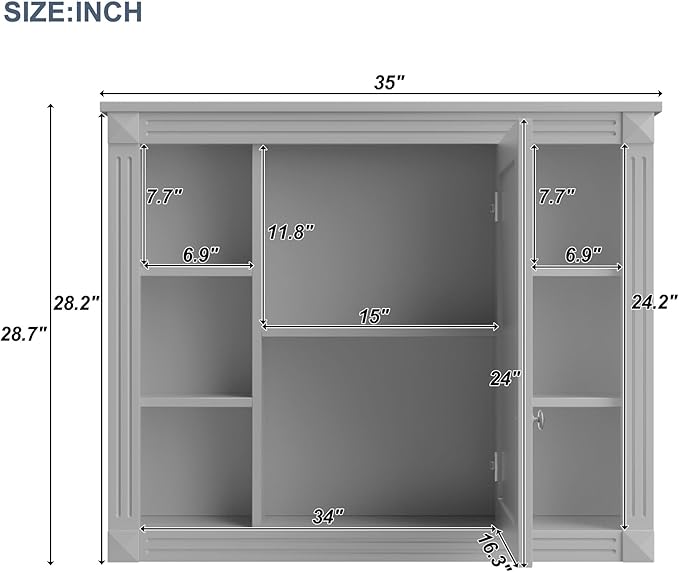 Merax 36" Bathroom Vanity with Sink, 36 inch Bathroom Vanity Storage Cabinet with Matching Mirror Medicine Cabinet, Ceramic Sink Top, Solid Wood Frame, Painted