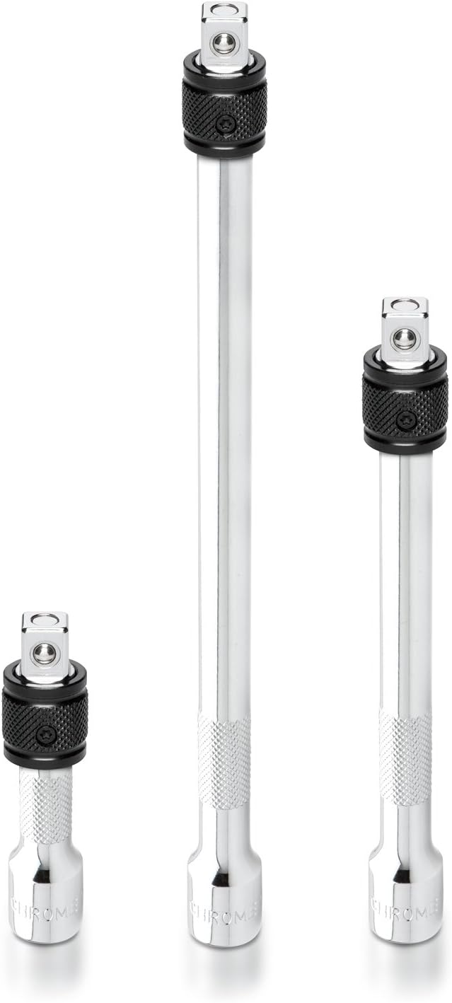 NEIKO 00295A 3/8" Drive Locking Extension Bar Set, 3 Piece, 3", 6", 10", Remove Sockets and Sparkplugs, Cr-V , Silver