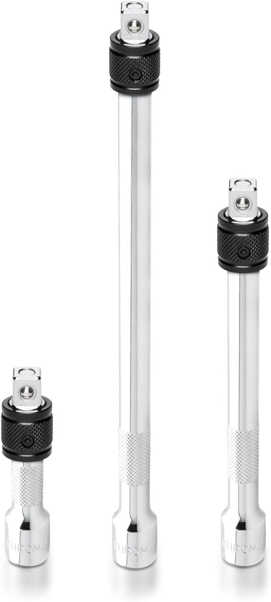 NEIKO 00295A 3/8" Drive Locking Extension Bar Set, 3 Piece, 3", 6", 10", Remove Sockets and Sparkplugs, Cr-V , Silver