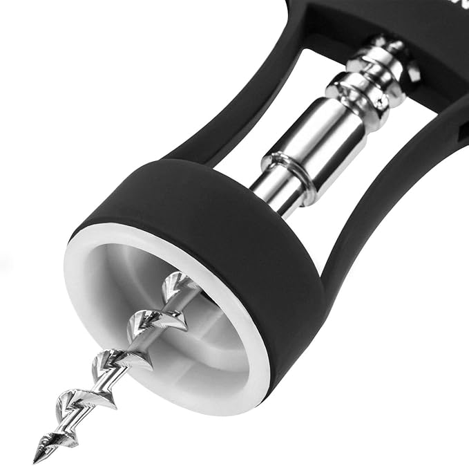 Wine Opener, Zinc Alloy Premium Wing Corkscrew Wine Bottle Opener with Multifunctional Bottles Opener, Sharp Corkscrew with Ergonomic Non-slip Wing Handle, Upgrade Black