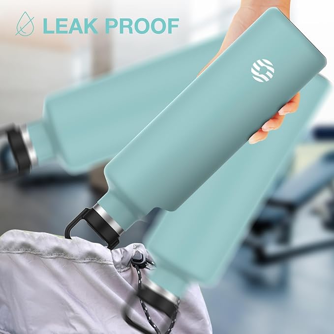 60oz Water Bottle with Carrier Bag, Large Insulated Water Bottle, Stainless Steel Water Bottles, Double Walled Insulated Thermo for Hot Drinks/Cold Drinks, Great for Gym, Hiking, Camping (Teal Blue)