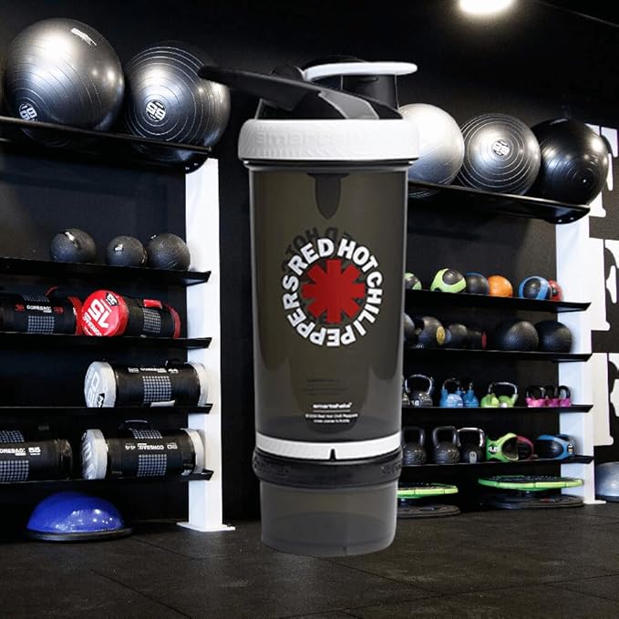 Smartshake Revive Red Hot Chili Peppers Protein Shaker Bottle With Storage – 750ml Protein Shake Bottles Red Hot Chili Peppers Merchandise Gift Shaker Cup, Guitar Gifts for Men, Rock Band Collection