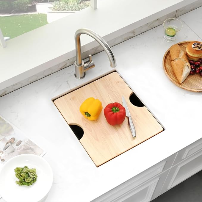 Gold Bar Sink, 15 x 17 Inch Undermount Kitchen Sink Small Wet Bar Prep 16 Guage Stainless Steel Single Bowl Basin