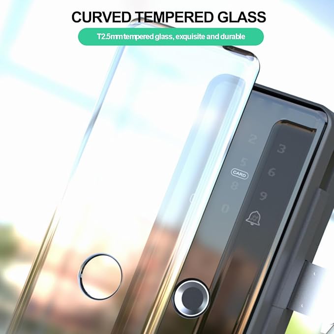 Smart Glass Door Lock WiFi 3D Face Recognition Biometric Fingerprint Digital Keypad Security Keyless Electronic Lock for Frameless Double Door Advanced Smart Lock Technology