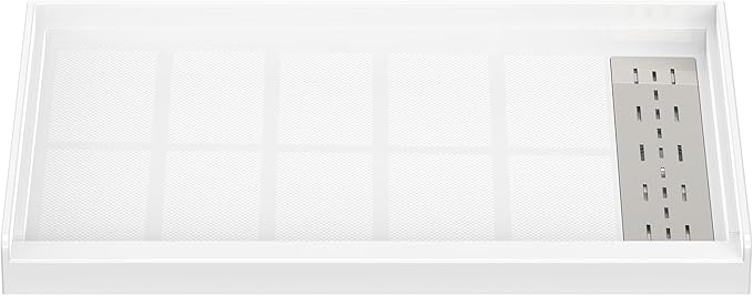 Sunrosa Shower Base 48"×36"×4", Single Threshold Shower Bases with Right Drain, Rectangle Solid Surface White Shower Pan, Slip Resistant Textured Surface, Include Stainless Steel Chrome Cover