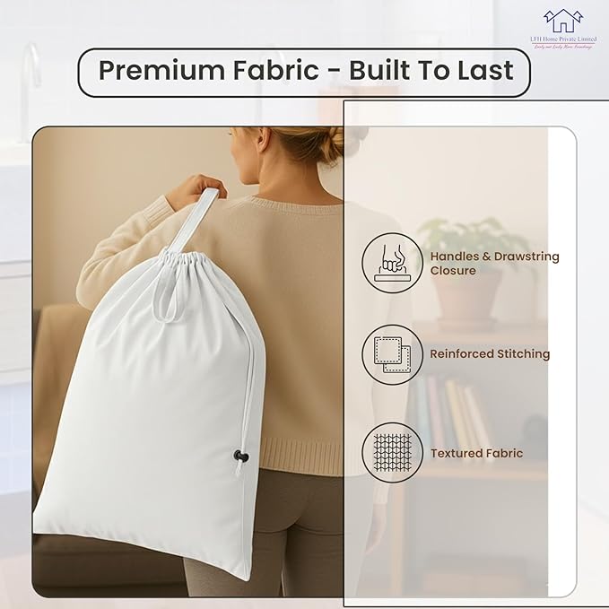 LFH Home Cotton Canvas Extra Large Laundry Bag with Handle, Heavy Duty Drawstring Closure Washable Laundry Bags School Travel, Home, Hotel, College Dorm, Organizer Sack, Toys 28x40-White Thanks Giving