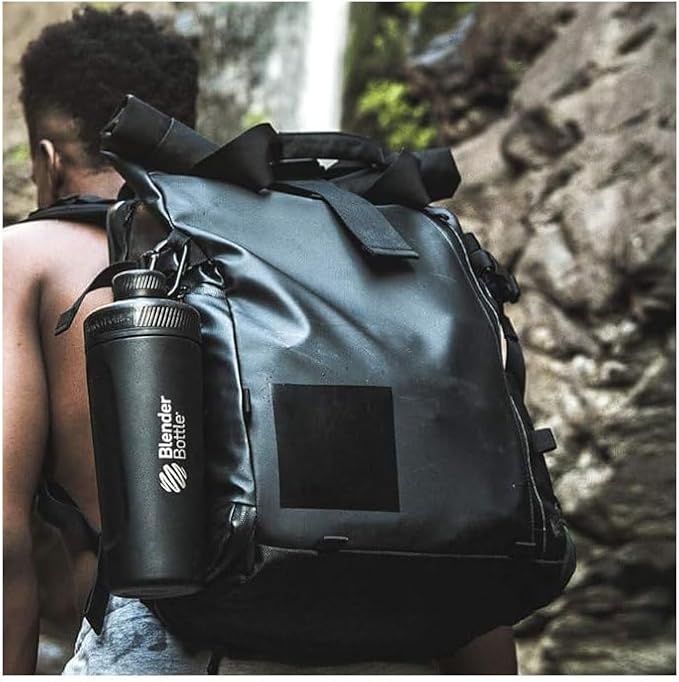 BlenderBottle Radian Shaker Cup Insulated Stainless Steel Water Bottle with Wire Whisk, 26-Ounce, Matte Black