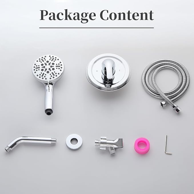 Single-Handle Shower Faucet Set Matte Black Shower Head and Handle Set Shower Valve Kit with 7 Modes ABS Handheld Spray Chrome Shower Fixtures Shower Valve and Trim Kit