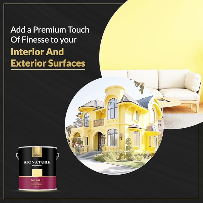 EVOLVE Signature Paint & Primer: Luxury Paint & Primer for Indoor & Outdoor Surfaces, Minimal Odor, Eggshell Sheen (Sunshine Yellow, 1 Gallon)