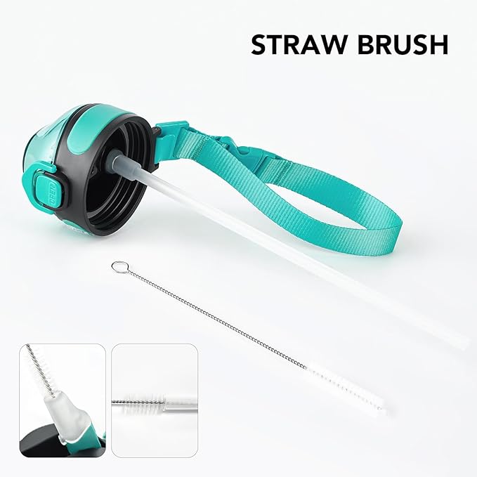 Enerbone Insulated Water Bottle, 32 oz Stainless Steel Water Bottles with Carrying Strap, Double-Wall Vacuum Insulation Thermos, Leakproof Sports Bottle with Straw, Keep Drinks Hot or Cold for Hours