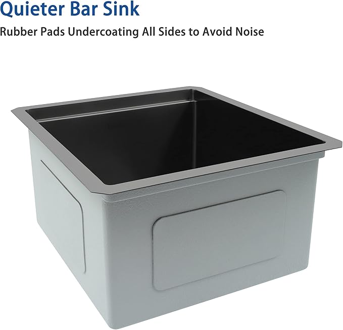 Black Bar Sink Undermount,Small Bar & Prep Sinks,16 gauge Stainless Steel Bar Sink with Workstation for Wet Bar Area (17" X 19")