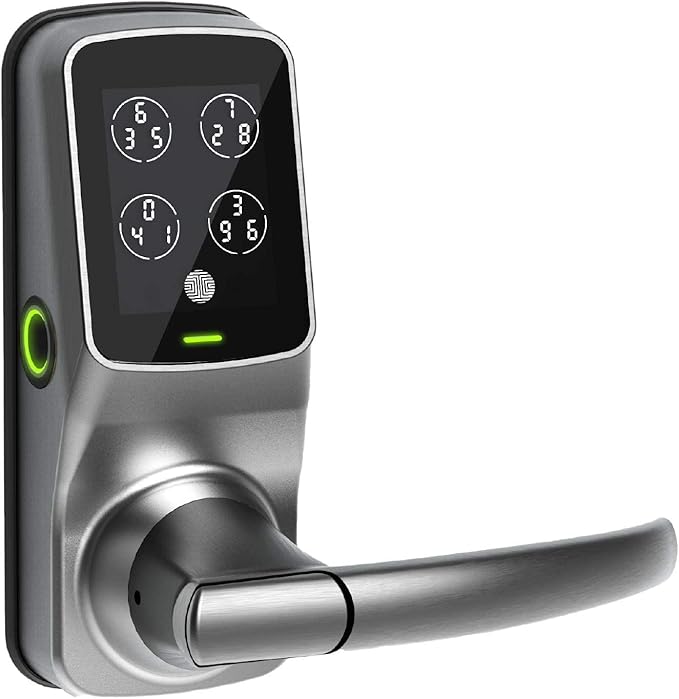 Lockly Secure Plus, Bluetooth Smart Door Lock, Keyless Entry Door Lock with Handle, PIN Genie® Keypad, 3D Biometric Fingerprint Sensor, Auto Lock