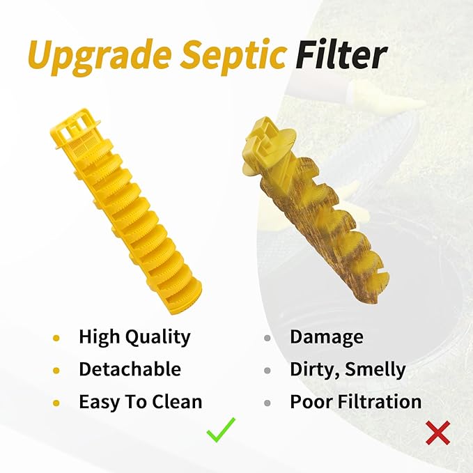 Septic Tank Filter for 4 Inch Pipe, Residential Sewer Effluent Filter Cartridge, Replacement Under-Sink Water Filters Leach Field Pipe Part