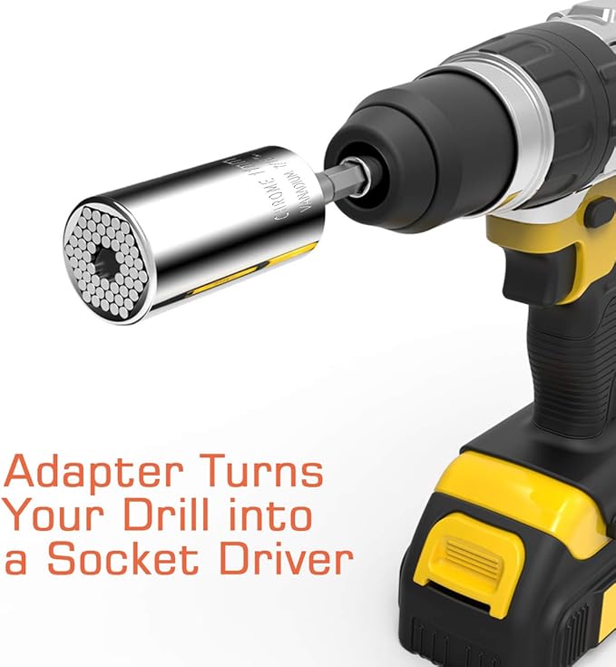 Universal Socket,Self-adjusting Socket Fits Standard 7/16'' - 1-1/4'' Metric 11mm-32mm, Adapter Socket for Wrench Ratchet&Power Drill, Tools Gifts for Men Him Husband Dad Father DIY Handyman Women