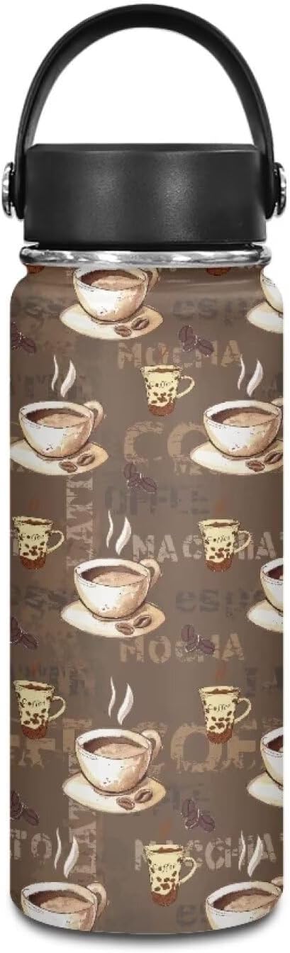 Coffee Insulated Water Bottle 20 oz Stainless Steel Water Bottles for Travelling, Camping, Cycling Water Bottle Vacuum Insulated Cup Reusable Water Bottle