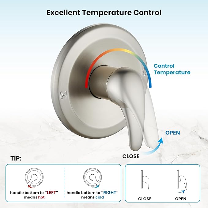 gotonovo Dual 2 in 1 Shower Head Kit High Pressure Combo System Shower Faucet 6 Modes ABS Handheld Spray Shower Trim Kit with Valve Shower Head and Handle Set Brushed Nickel