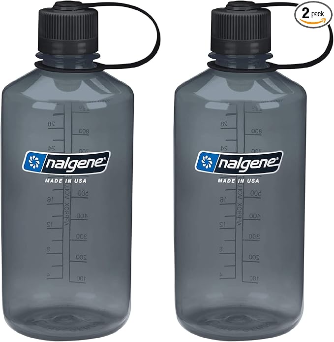 Sustain Tritan Narrow Mouth BPA-Free Water Bottle, 32 oz - 2 Pack (Gray) - Tritan Narrow Mouth Water Bottle, 1-Quart