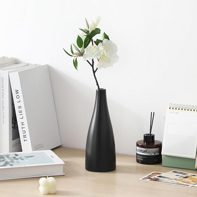 vancasso 16 Oz Ceramic Olive Oil Dispenser Bottle, Bottle Dispenser with Spout and Funnel for Kitchen,Suitable for Oil, Vinegar, Coffee Syrups & Other Liquids，BK