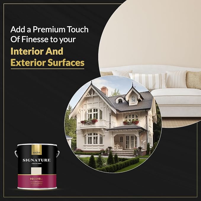 EVOLVE Signature Paint & Primer: Luxury Paint & Primer for Indoor & Outdoor Surfaces, Minimal Odor, Eggshell Sheen (Canvas White, 1 Gallon)