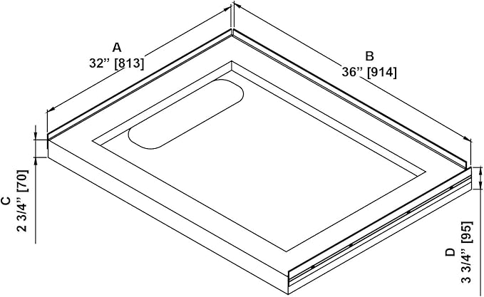 OVE Decors 32-in W x 36-in D Shower Base Pan Rectangle, Hidden Side Drain, White Acrylic, Reversible Design