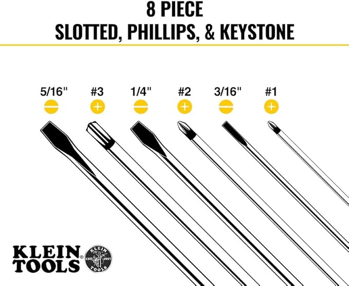 Klein Tools 85148 Screwdriver Set with Magnetizer / Demagnetizer for Magnetic Tips, Flathead and Phillips, Home Improvement, 9-Piece