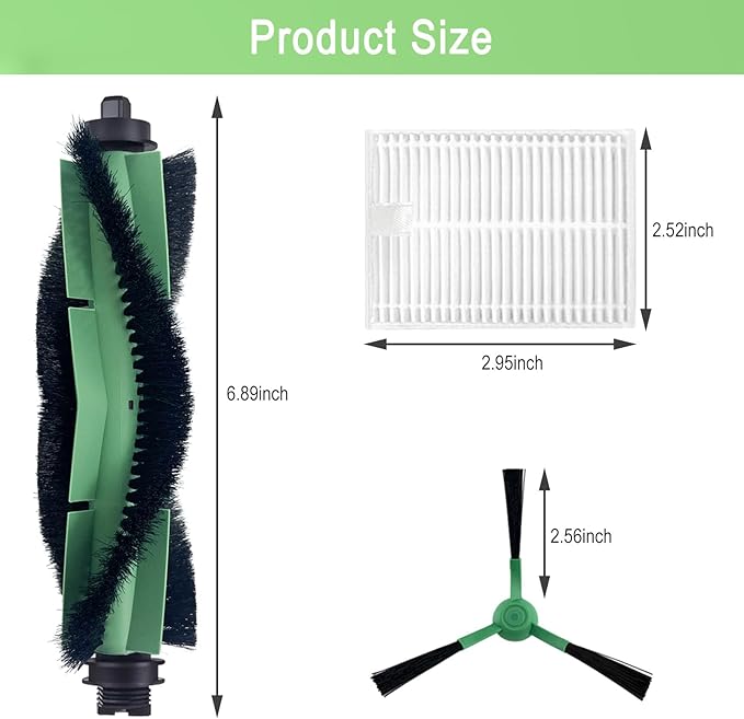 11 Pack Replacement Parts Accessories Compatible with iRobot Roomba Essential Series Y0140, Q0520, Q0120, Q011, Y0110, Robot Vacuum Cleaner, 1 Roller Brush, 4 Hepa Filters, 6 Side Brushes