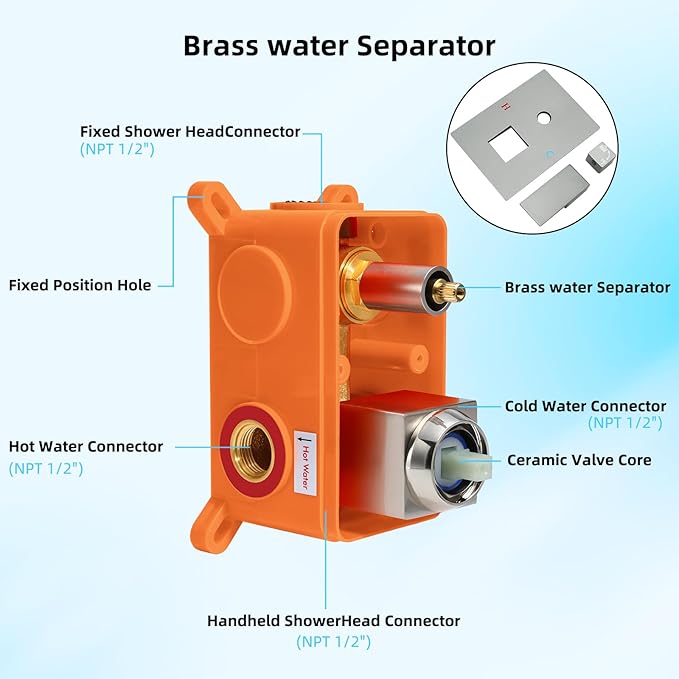 Bathroom Shower Faucet Set，12 Inch Rain Shower Head with Handheld Spray，Brass Shower Valve Trim Kit，Wall Mounted Square Rain Shower System (Brushed Nickel)