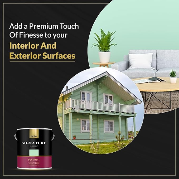 EVOLVE Signature Paint & Primer: Luxury Paint & Primer for Indoor & Outdoor Surfaces, Minimal Odor, Eggshell Sheen (Glass Green, 1 Gallon)