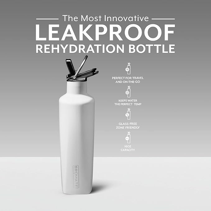 BrüMate ReHydration Mini Kids Water Bottle | 100% Leakproof Insulated Water Bottle for Kids with Straw | Stainless Steel Water Canteen | Perfect Kids Water Bottle for School | 16oz (Ice White)