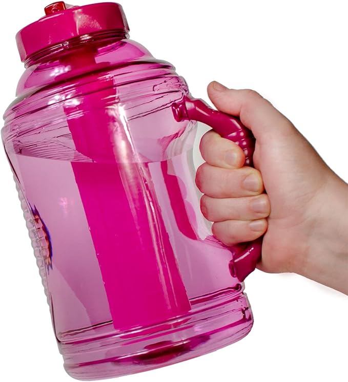 COOL GEAR 2-Pack 80 oz Big Freeze Sports Water Bottle with Freezer Stick and Handle | Hydrating Colored Water Bottle - Purple