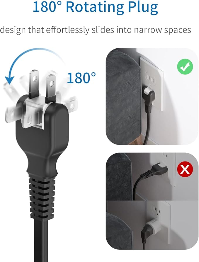 2 Prong Surge Protector Power Strip with 10ft Extension Cord, NTONPOWER 2 Prong to 3 Prong Outlet Adapter with 6 Outlets 2 USB Ports, 2100J Surge Protector Wall Mount for Old House Non-Grounded Outlet