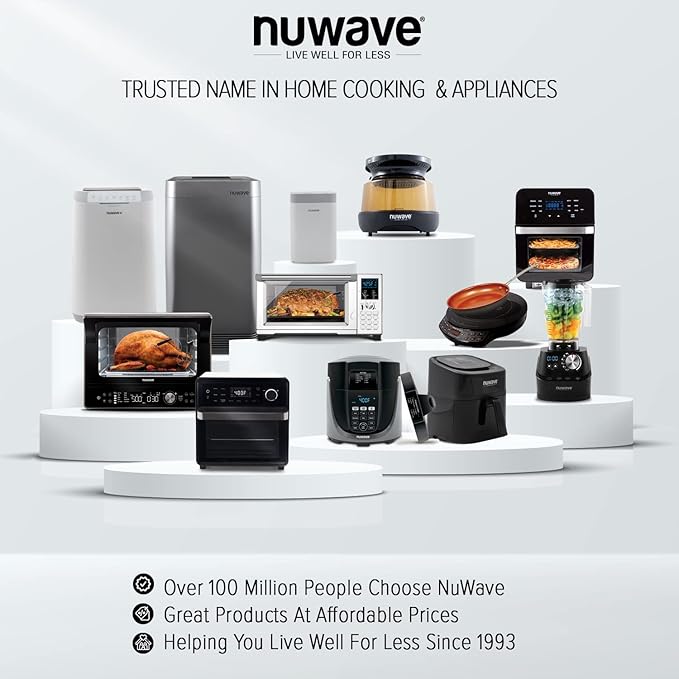 Nuwave Bravo Convection Toaster Ovens Air Fryer Combo with 30QT Large Capacity For A Whole Chicken and 13" Pizza. Multi-Layer Cooking, Probe Feature, 100+ Presets One-Touch Smart Control Countertop