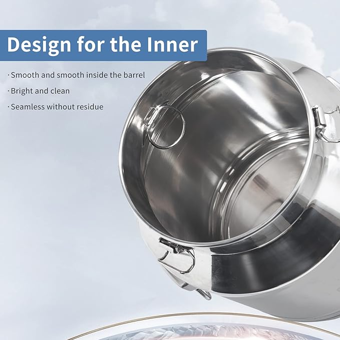 35 Liter Stainless Steel Milk Can 9.3 Gallon Milk Bucket Wine Pail Bucket Large Capacity Milk Can Tote Jug with Sealed Lid and Carry Handle