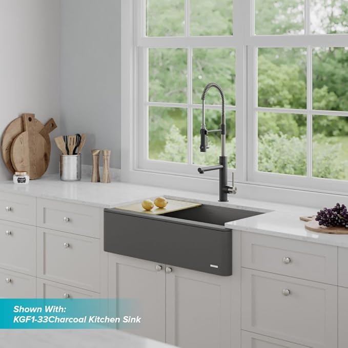 KRAUS Artec Pro (1 st Gen) Commercial Style Pre-Rinse Single Handle Kitchen Faucet (No Pull Down) with Pot Filler in Spot Free Stainless Steel/Matte Black, KPF-1603SFSMB