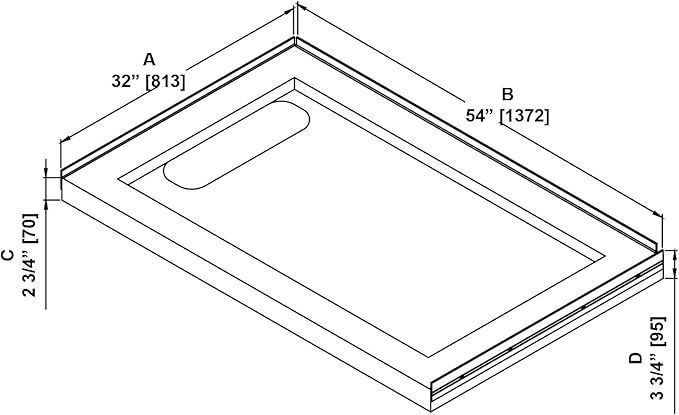 OVE Decors 54-in W x 32-in D Shower Base Pan Rectangle, Hidden Side Drain, White Acrylic, Reversible Design