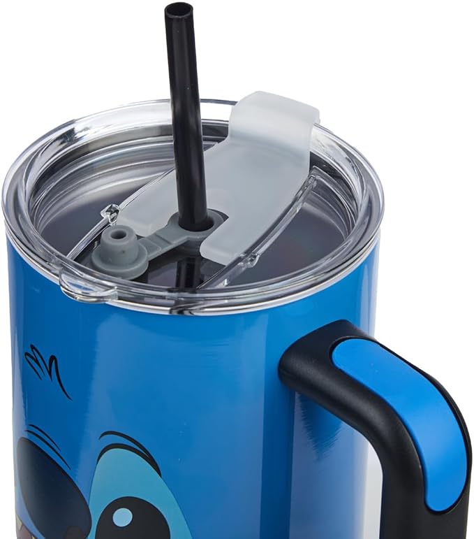 Bioworld Disney Stitch Face 40 Oz Blue Stainless Steel Tumbler With Handle
