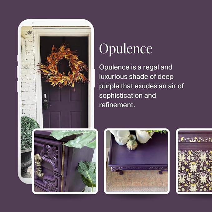 Country Chic All-in-One Chalk Paint for Furniture, Cabinets, Home Decor, Eco-Friendly, Matte Finish, Built-In Primer & Top Coat for Wood, Metal - Opulence (Purple) - Quart 32 oz (950 ml)