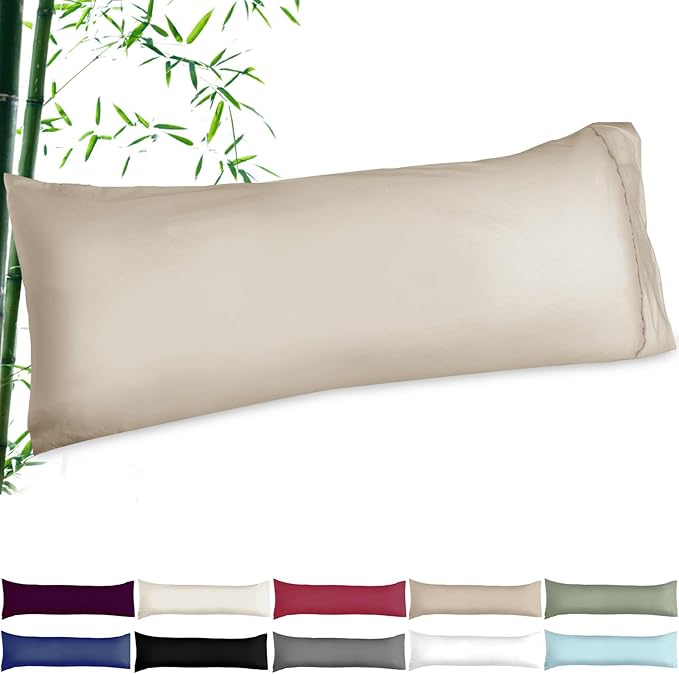 Soft Body Pillow Covers Pillowcases 60 x 21 Inch, WINKAURA Long Pillow Cover for Bed Fits 54x20 Pillow, Envelope Closure, Stylish Wrinkle and Stain Resistant,Khaki
