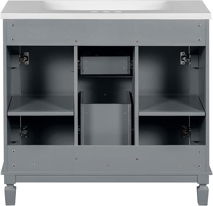 Marzzi 36"" Bathroom Vanity with Sink & Matching Medicine Cabinet, 36 inch Bathroom Vanity Storage Cabinet with Sink Top, 2 Drawers, and Mirror Cabinet, Grey