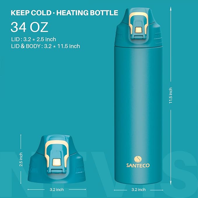 Insulated Sports Water Bottle, Stainless Steel Water Bottles with Locking Flip Top Lid, Insulated Bottle with Double-Wall Vacuum Insulation for Fitness and Outdoor Enthusiasts