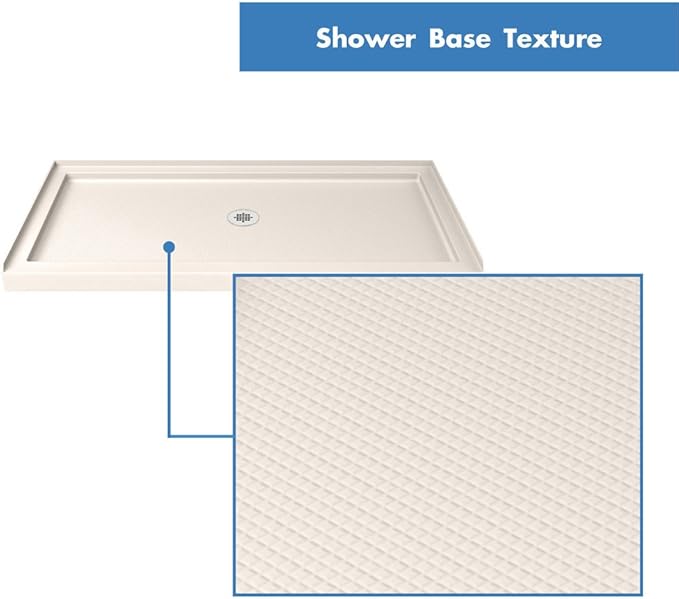 DreamLine SlimLine 32 in. D x 54 in. W x 2 3/4 in. H Center Drain Single Threshold Shower Base in Biscuit, DLT-1132540-22