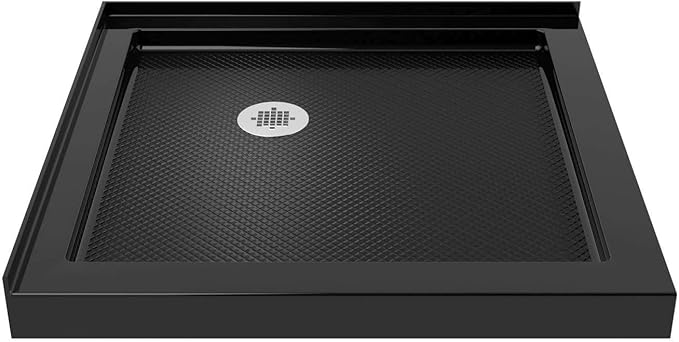 DreamLine SlimLine 42 in. D x 42 in. W x 2 3/4 in. H Double Threshold Shower Base in Black, DLT-1042420-88