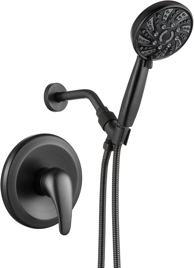 gotonovo Single-Handle Shower Faucet Set Shower Kit with Valve Shower Head and Handle Set Shower Trim Kit with 6 Modes ABS Handheld Shower Fixtures Shower Valve and Trim Kit Oil Rubbed Bronze